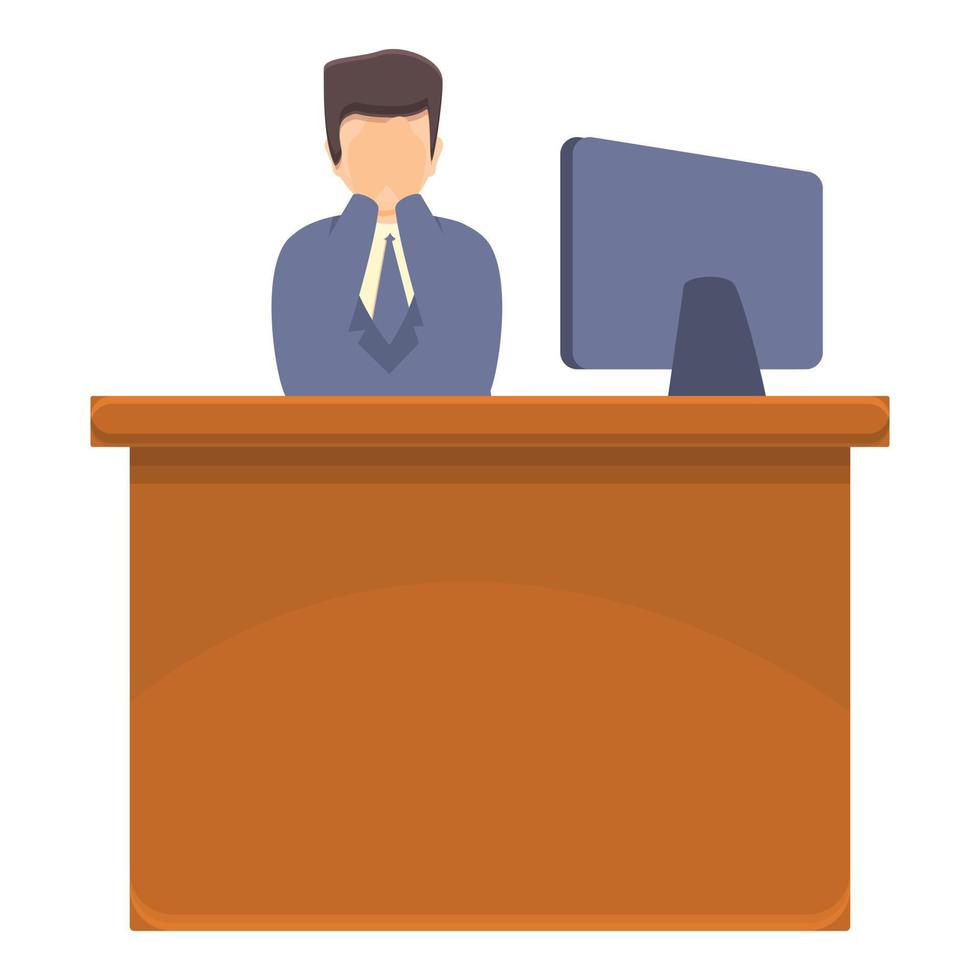 Fired office worker icon, cartoon style vector