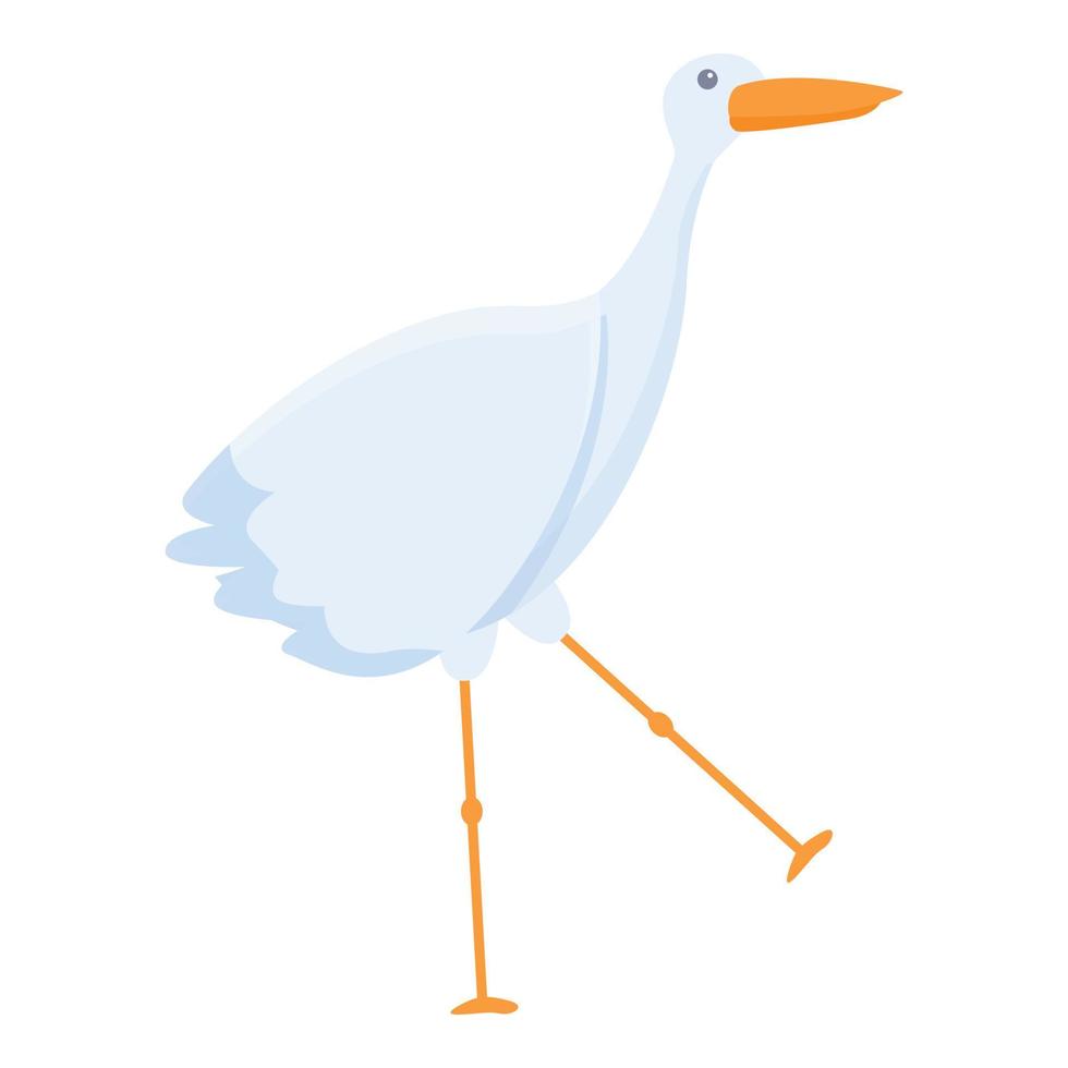 Walking stork icon, cartoon style vector