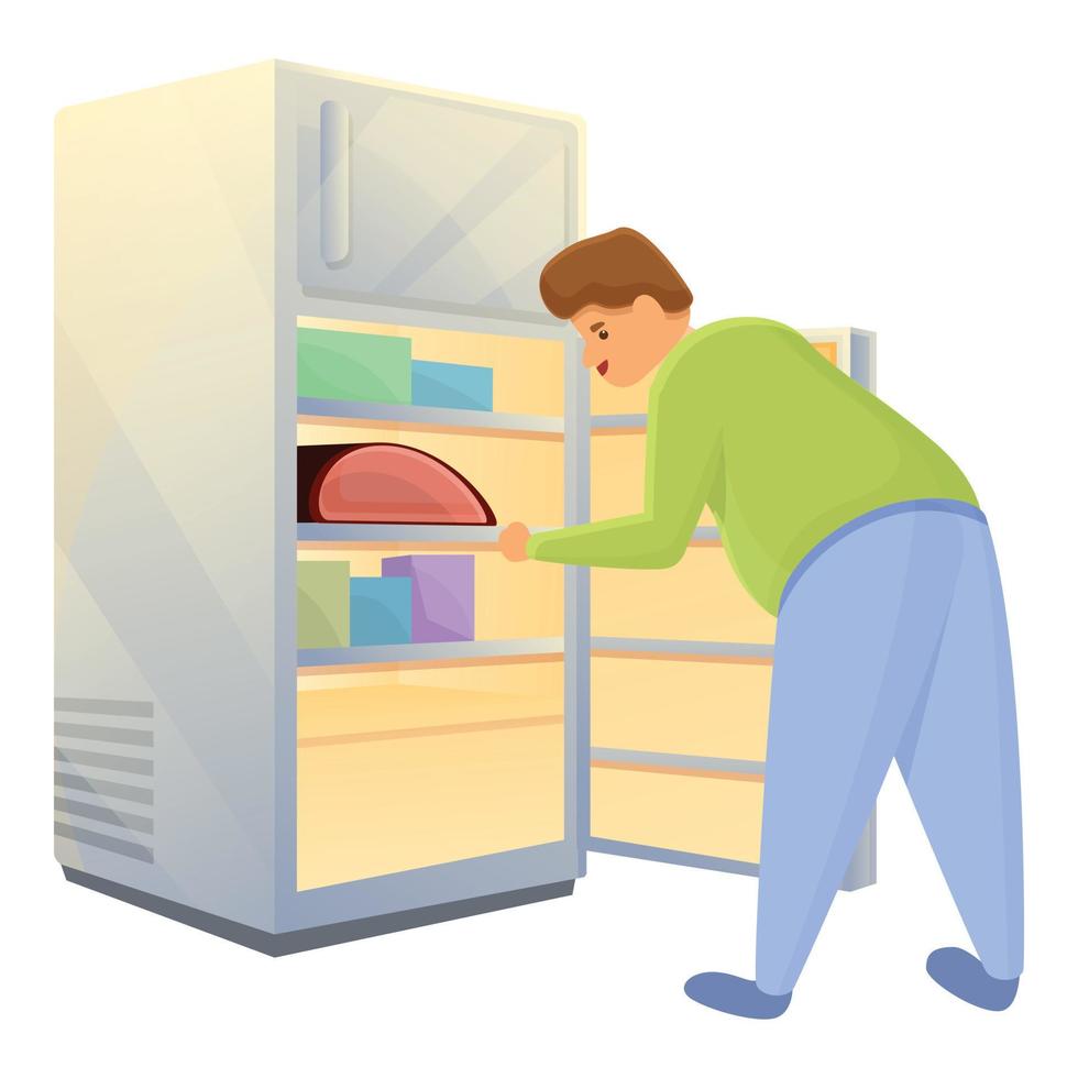 Gluttony food fridge icon, cartoon style vector