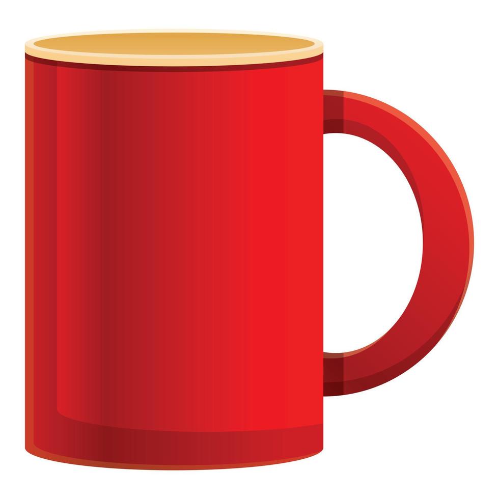 Red mug icon, cartoon style vector