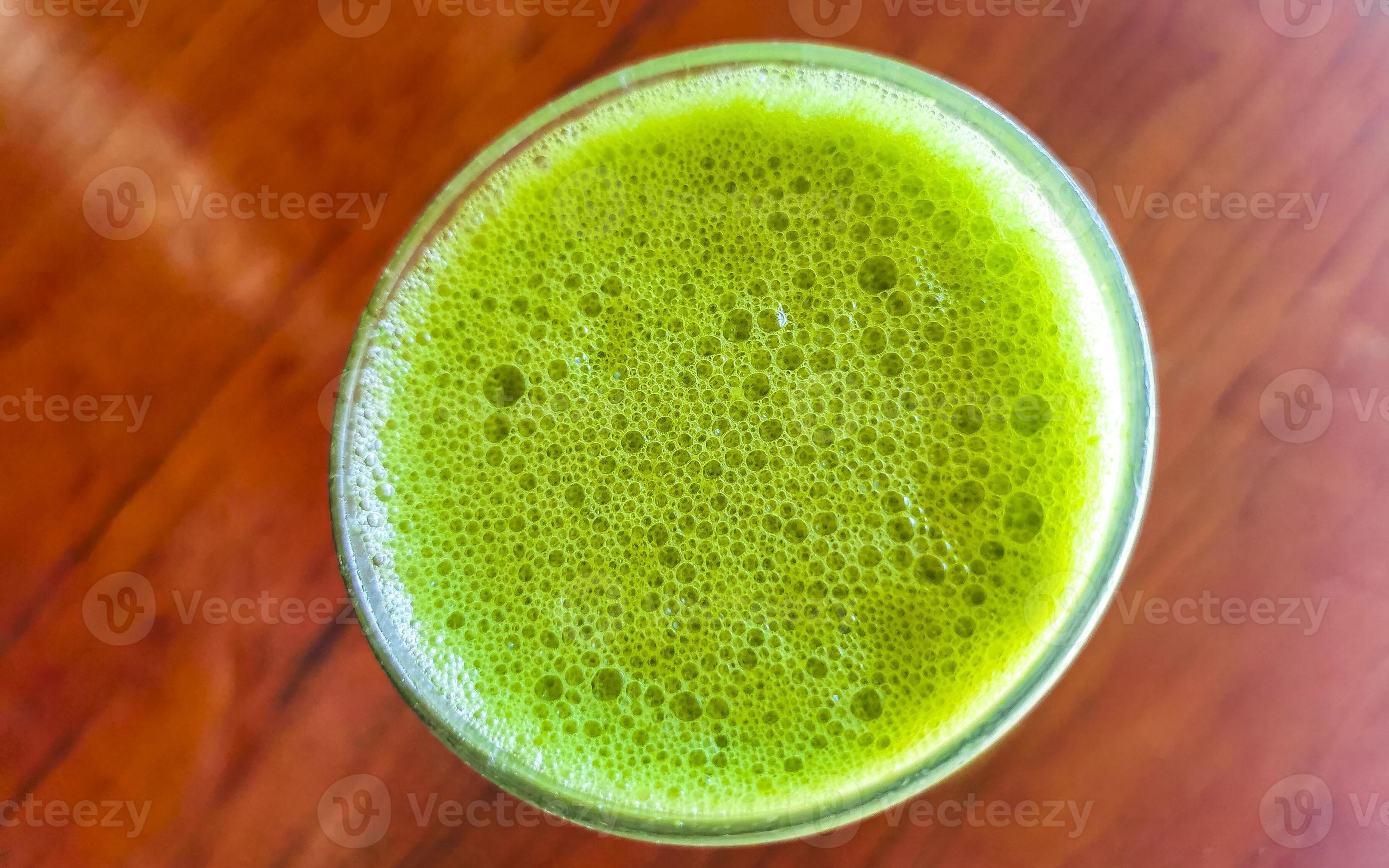 Green healthy juice smoothie in jar in Puerto Escondido Mexico