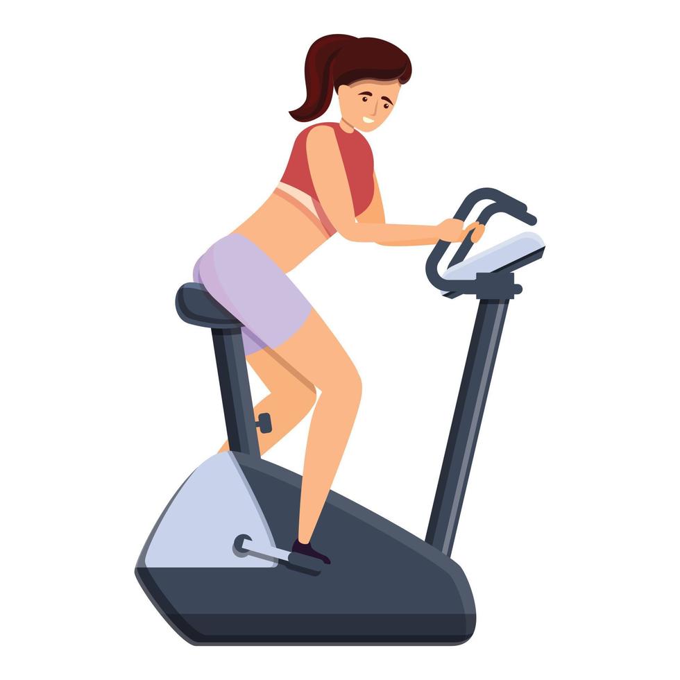 Stationary exercise bike icon, cartoon style vector