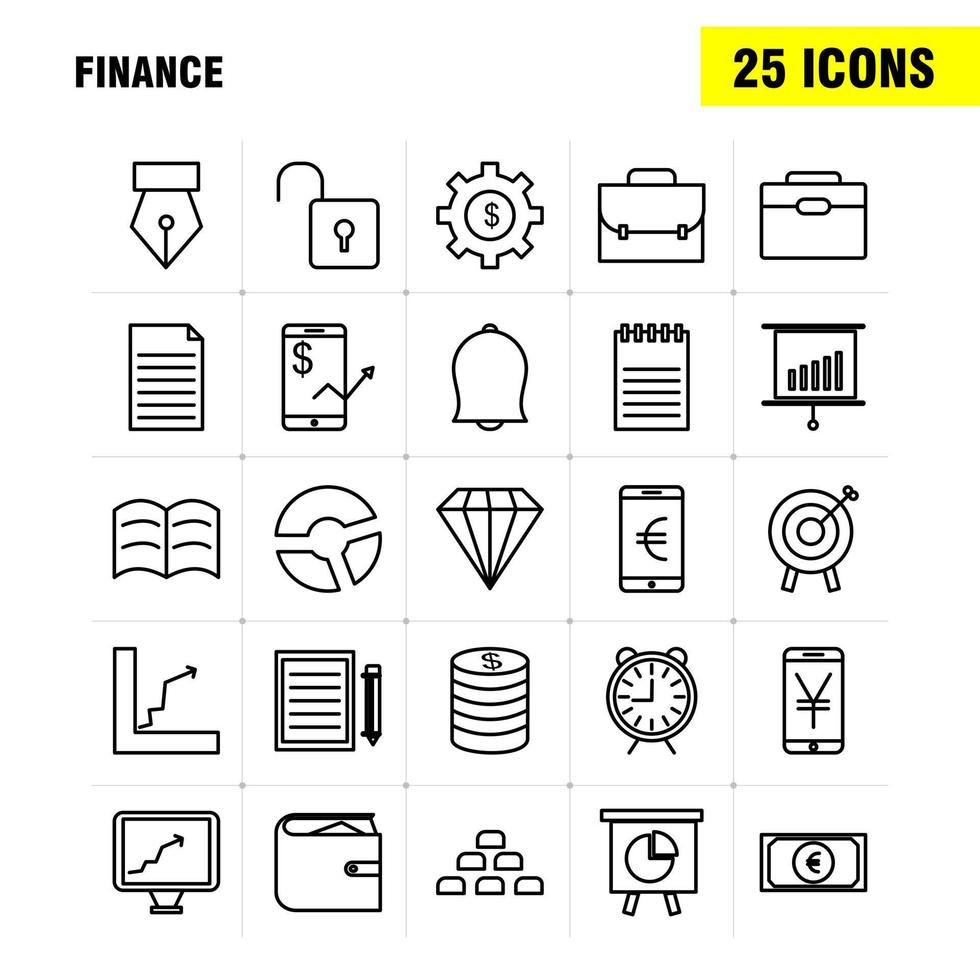 Finance Line Icons Set For Infographics Mobile UXUI Kit And Print Design Include Dollar Money Note Rupees Divide Math Plus Minus Collection Modern Infographic Logo and Pictogram Vector