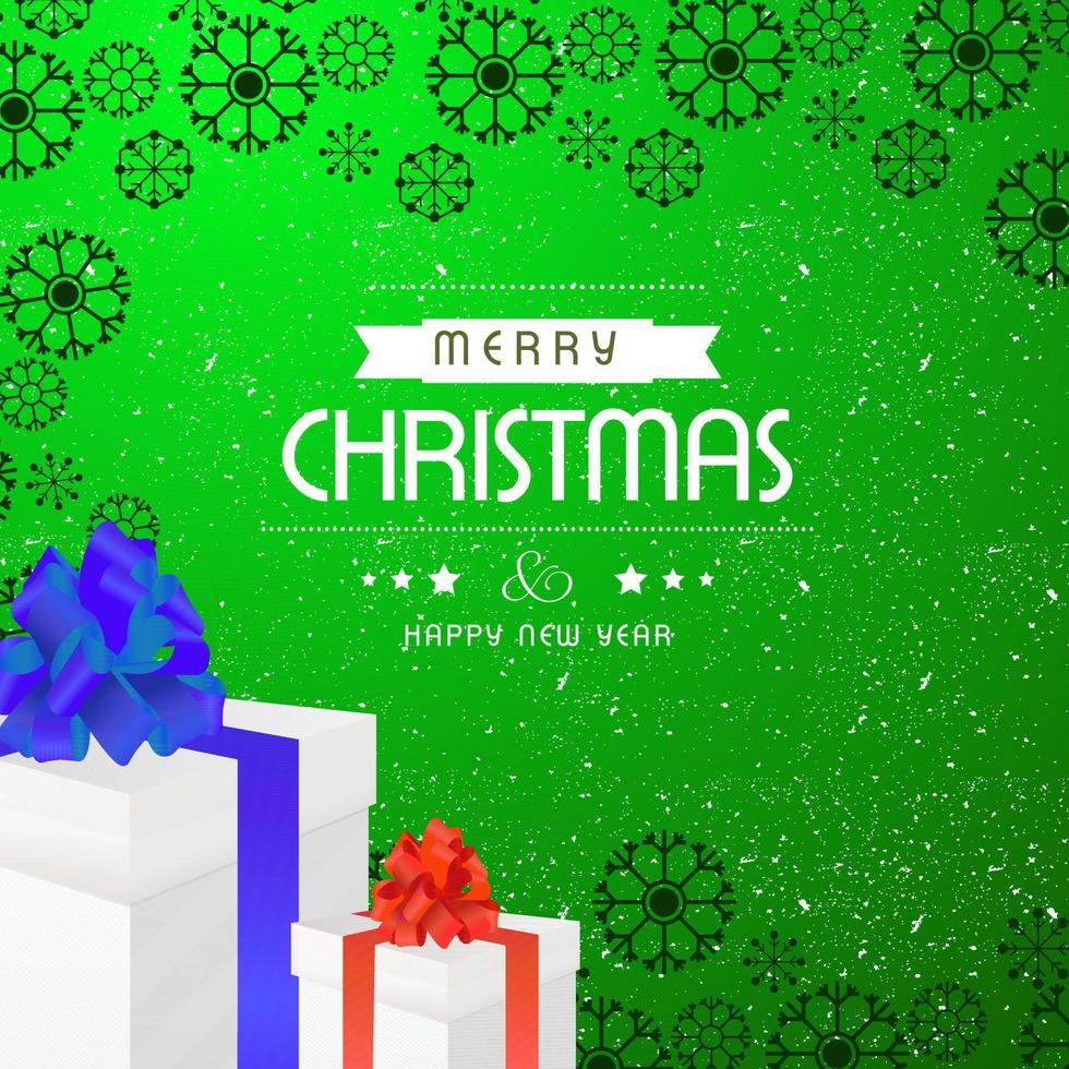 Christmas greetings card with typography and green background vector