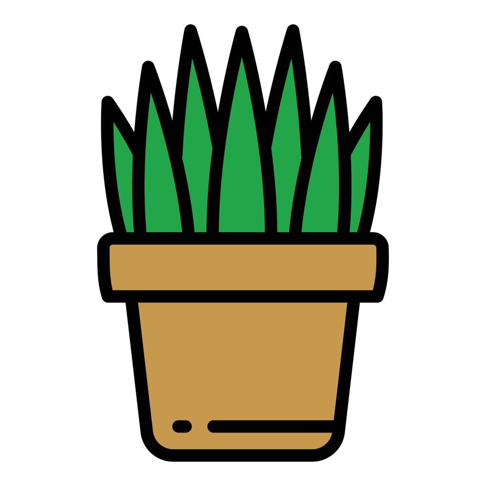 icono de maceta suculenta de jardín, estilo de esquema vector
