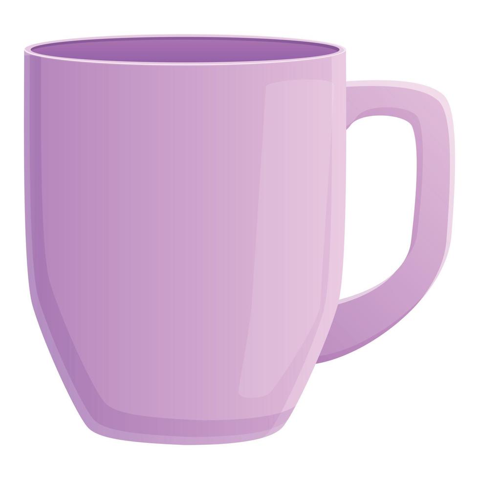 Violet mug icon, cartoon style vector