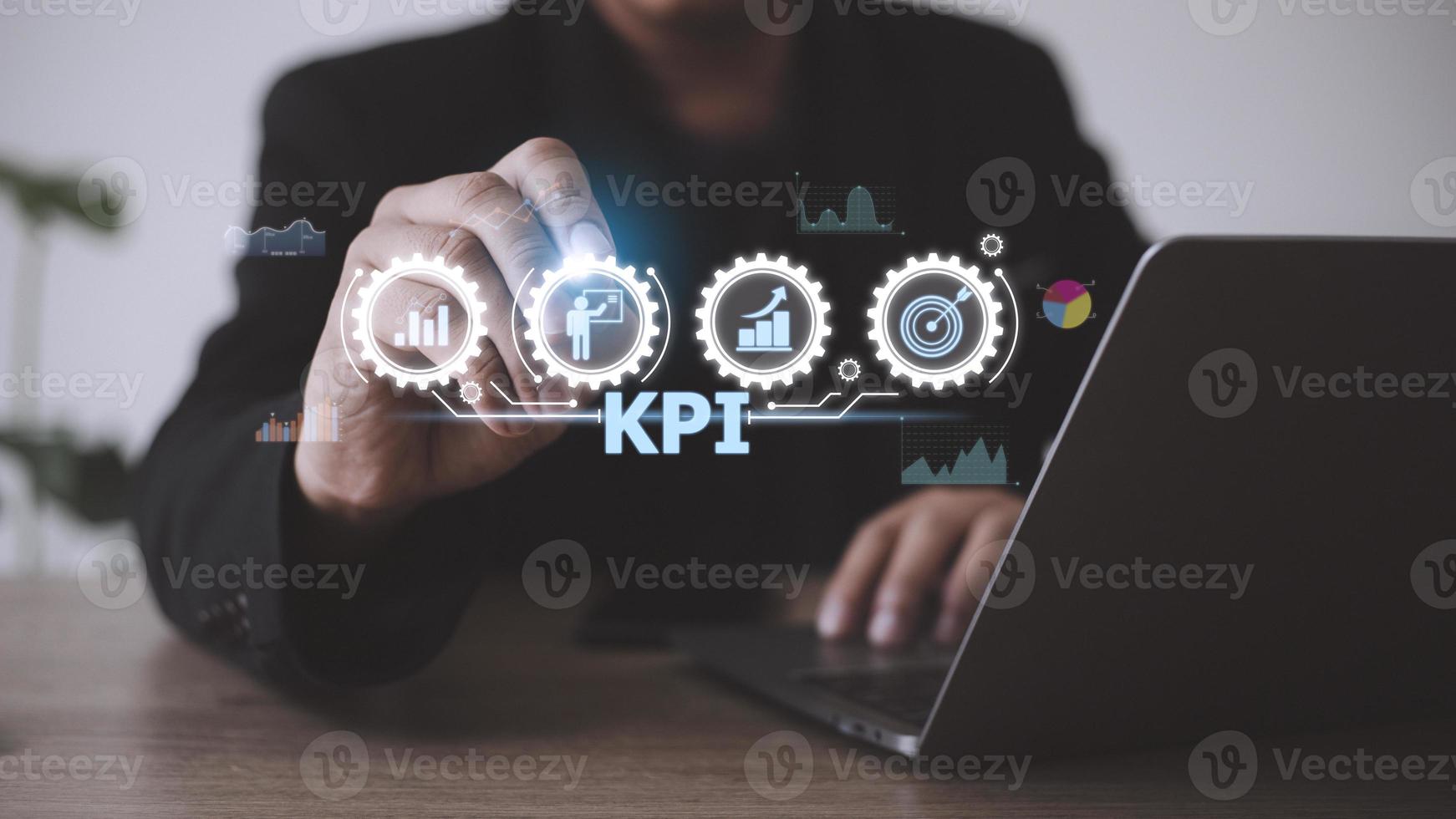 kpi indicador clave de rendimiento concepto de tecnología de internet empresarial. foto