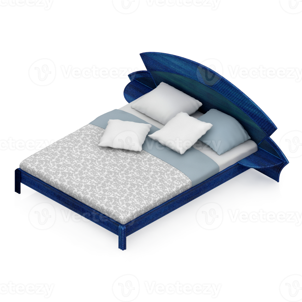 Isometric Bedroom 3D render png
