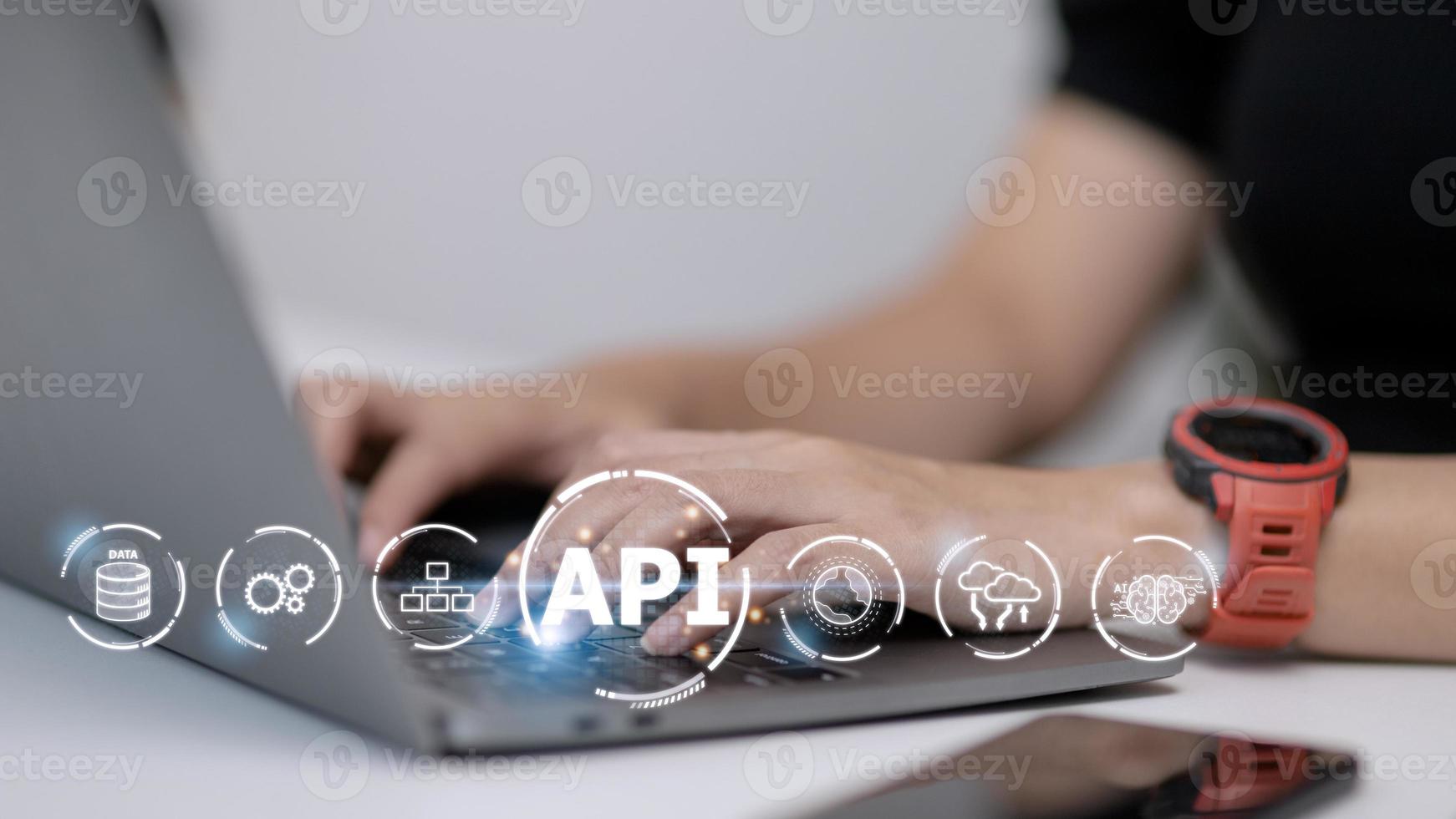 api - interfaz de programación de aplicaciones. herramienta de desarrollo de software. negocio, tecnología moderna, Internet y concepto de redes. foto