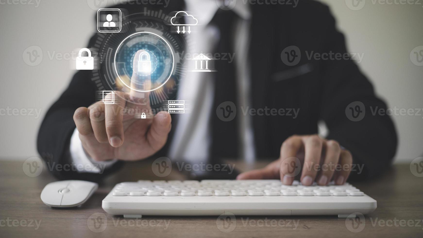 Cyber Protection Data Security Internet Privacy Internet technology concept on virtual screen. photo
