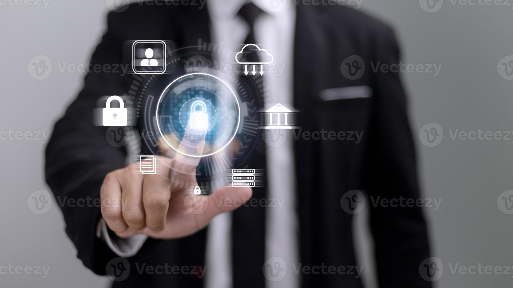 Cyber Protection Data Security Internet Privacy Internet technology concept on virtual screen. photo
