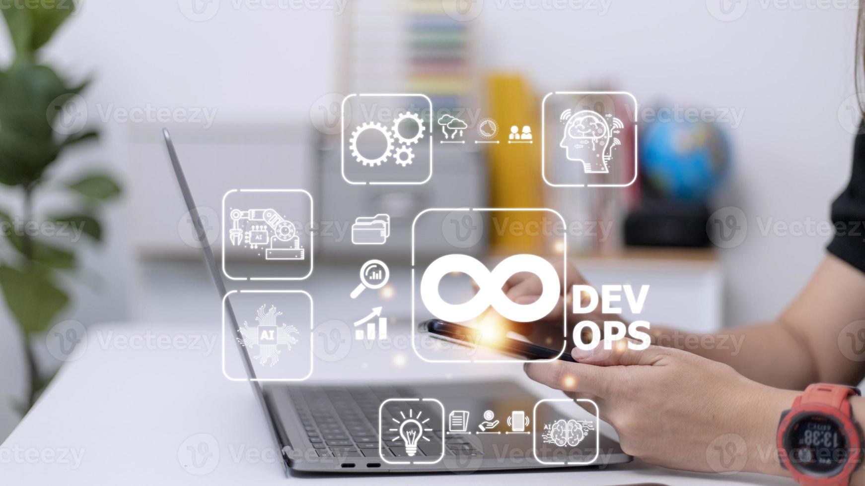 DevOps concept, software development and IT operations, agile programming photo