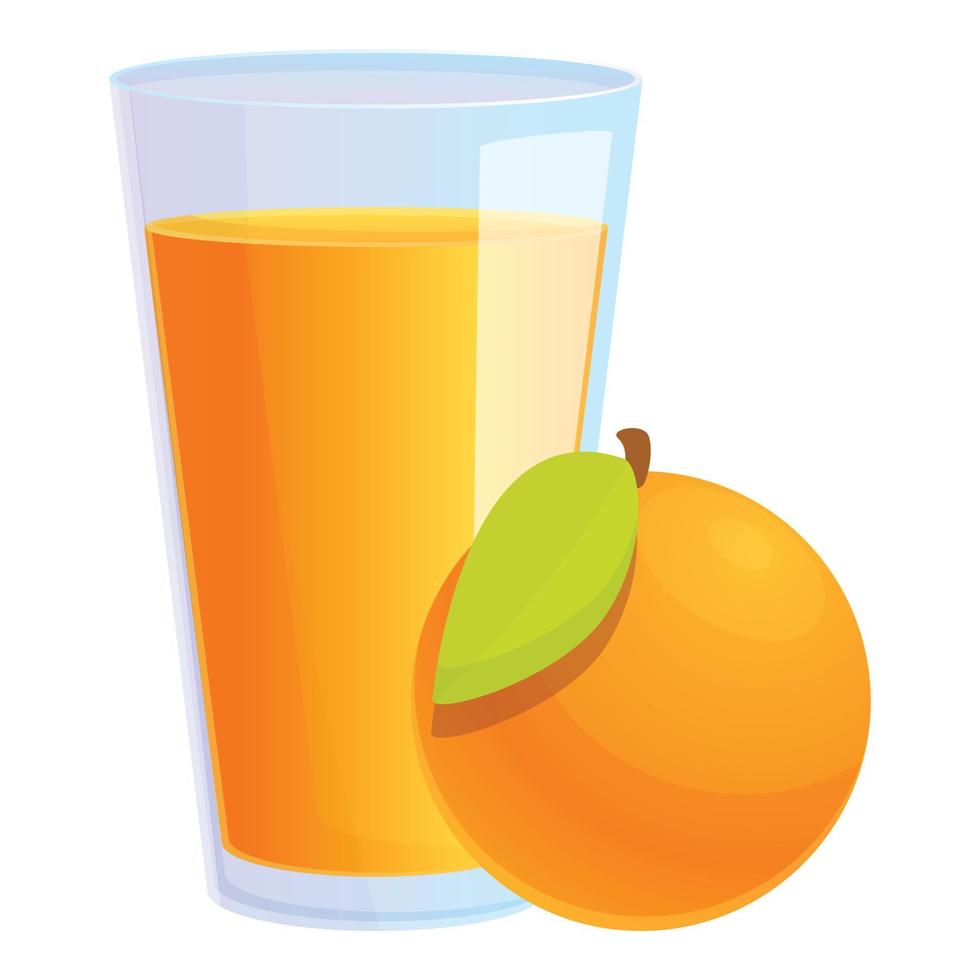 Orange juice glass icon, cartoon style vector
