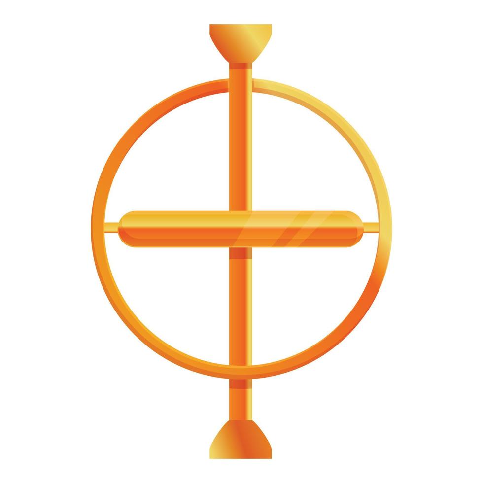 Gold gyroscope icon, cartoon style vector