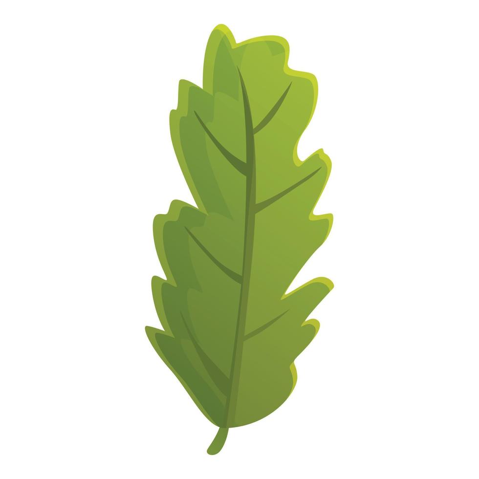 Green leaf icon, cartoon style vector