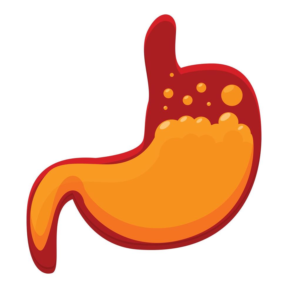 Full working stomach icon, cartoon style vector