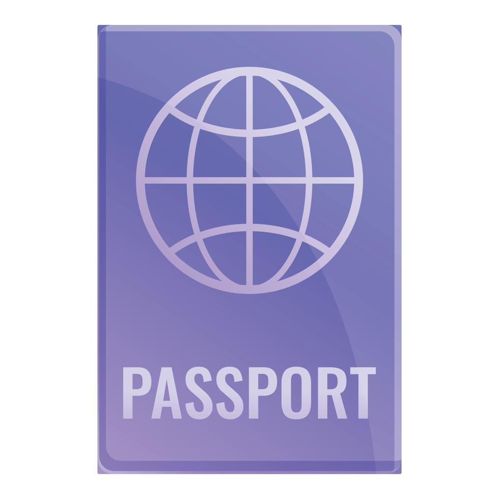 Personal international passport icon, cartoon style vector