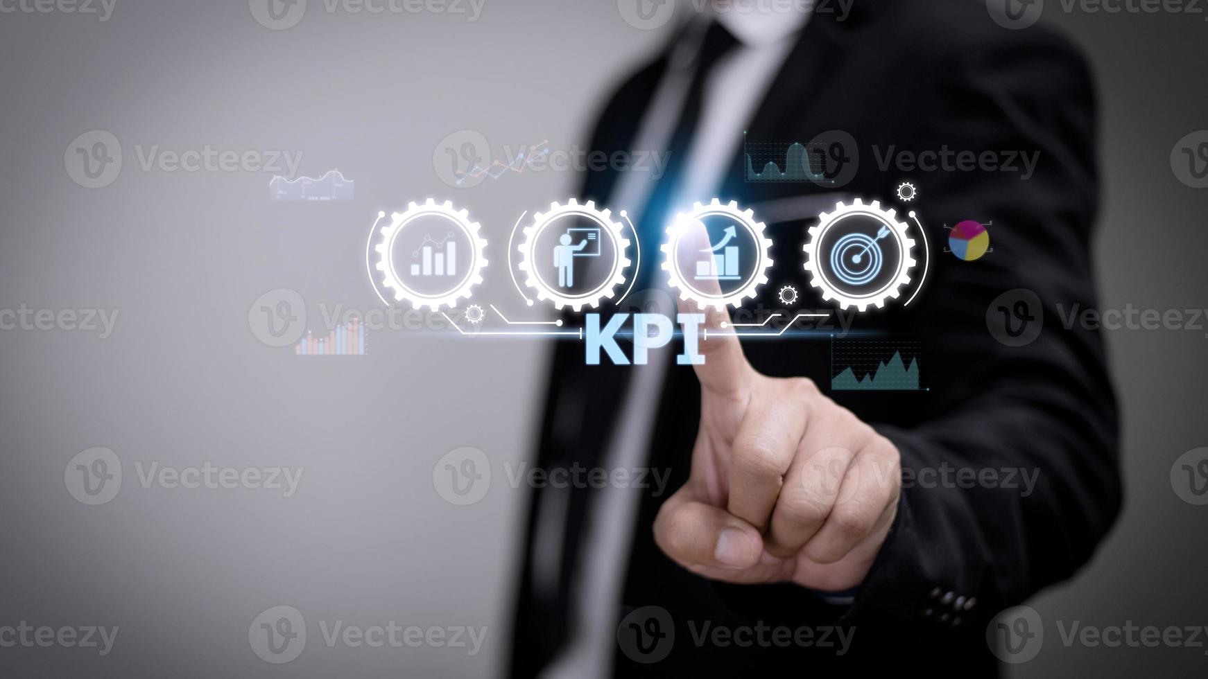 kpi indicador clave de rendimiento concepto de tecnología de internet empresarial. foto