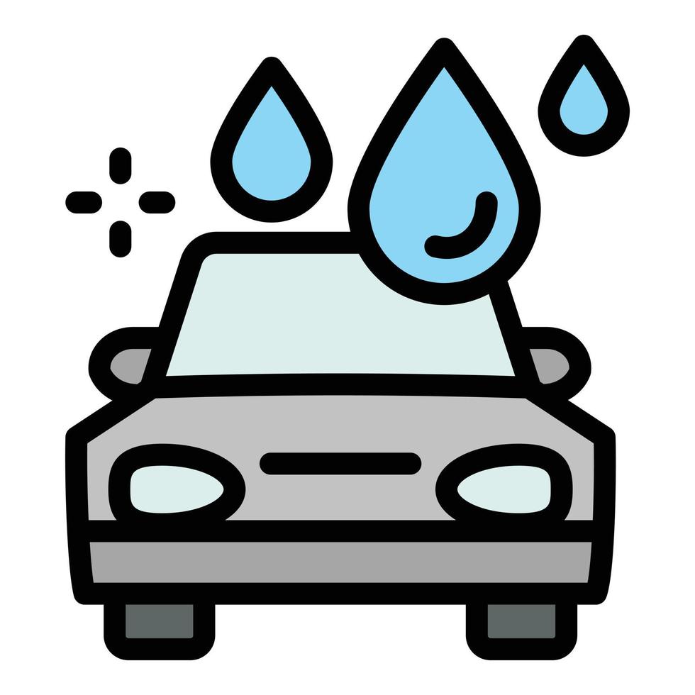 icono de lavado de agua del coche, estilo de esquema vector