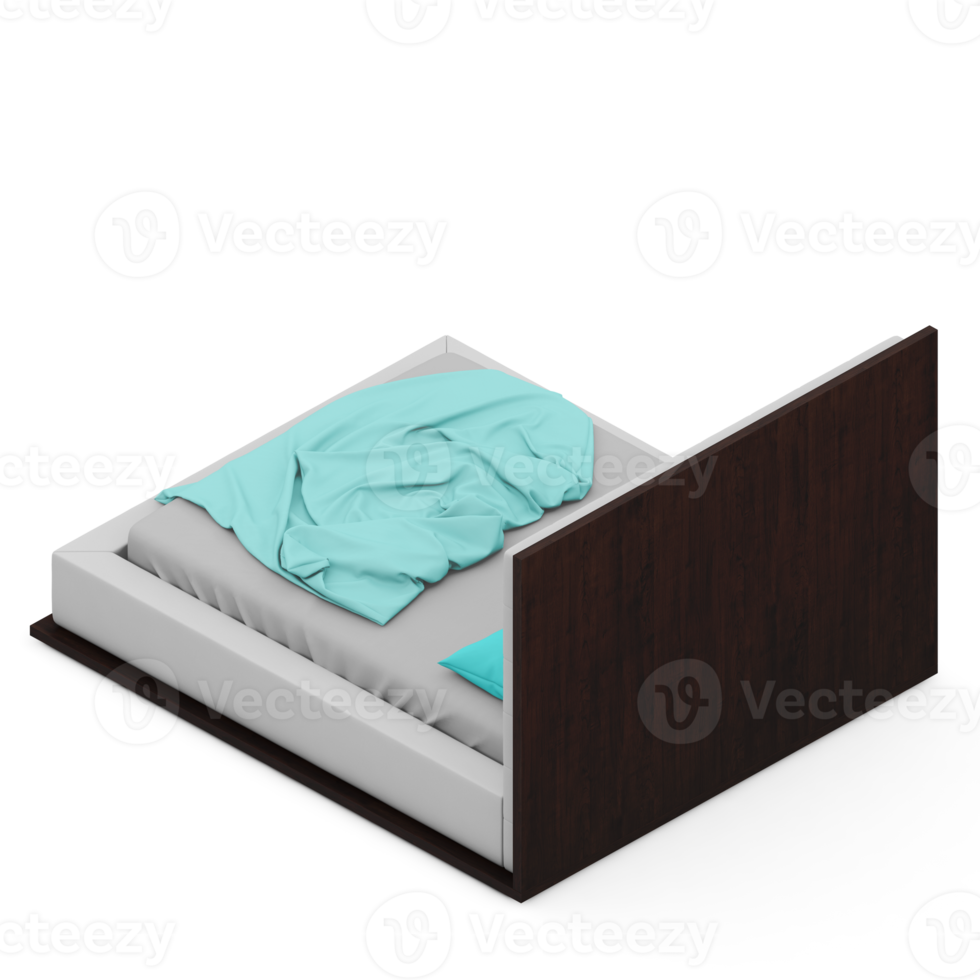 Isometric Bedroom 3D render png