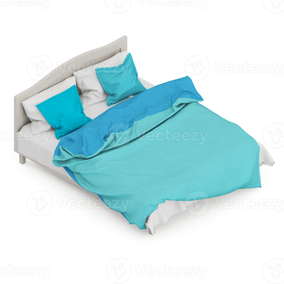 Isometric Bedroom 3D render png