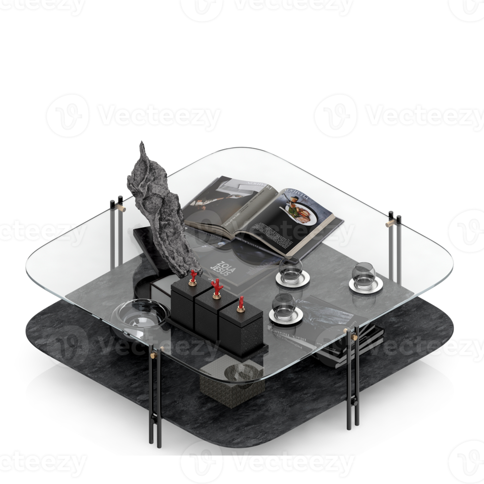 Isometric Table Set 3D render png