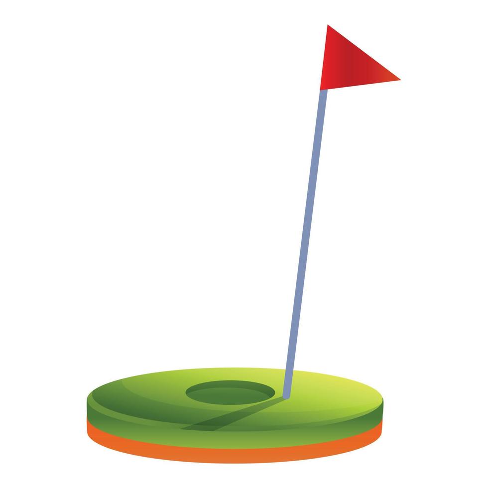 Golf flag hole icon, cartoon style vector