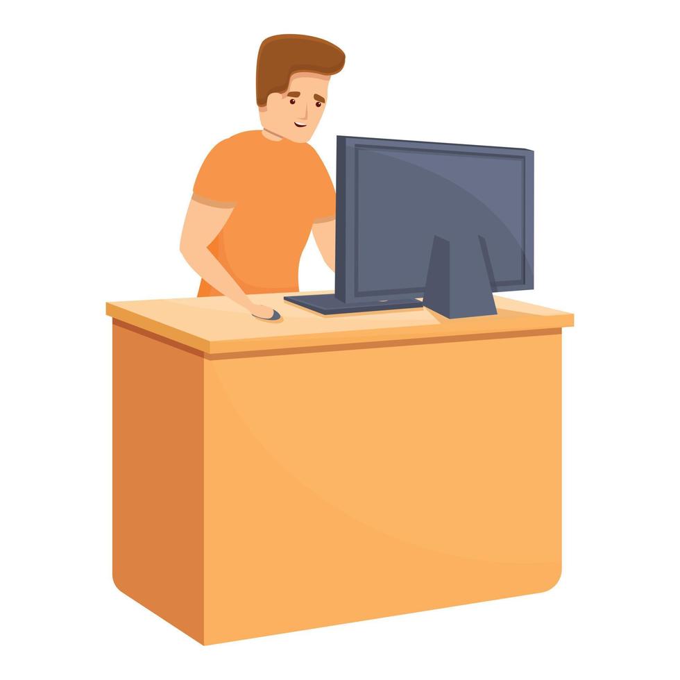 Habit computer gaming icon, cartoon style vector