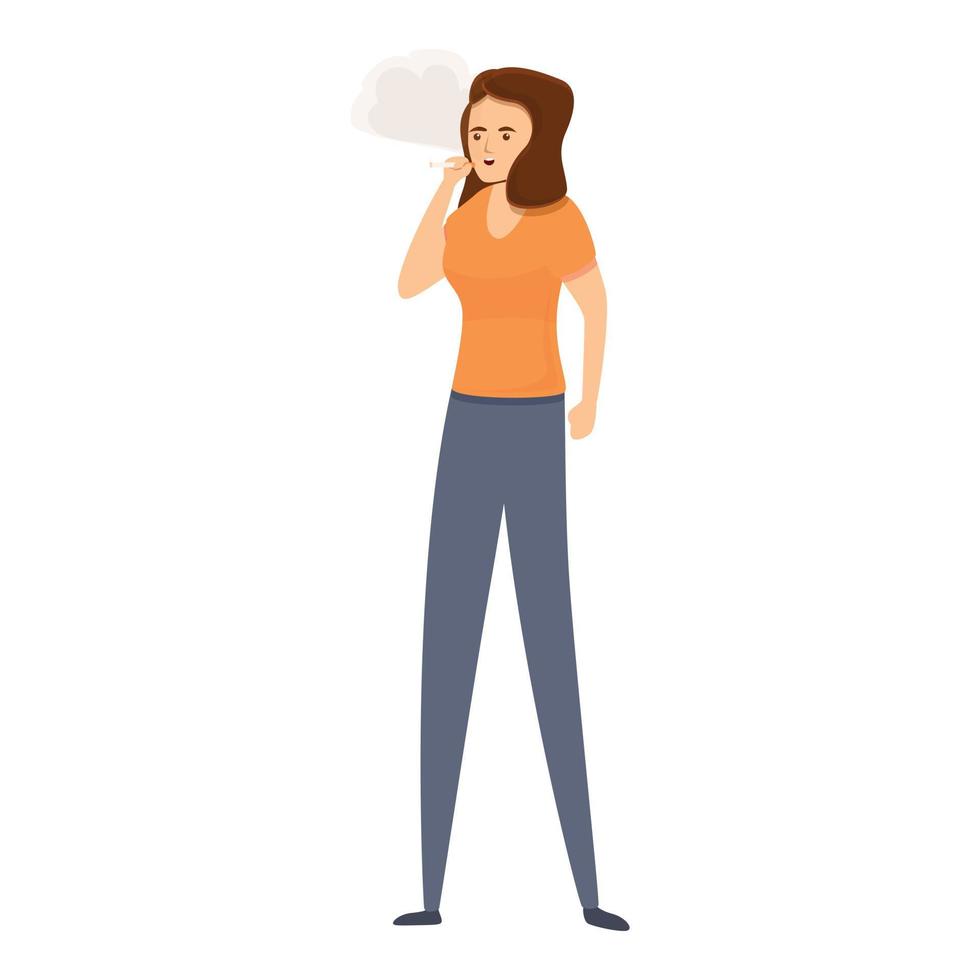 Habit woman smoking icon, cartoon style vector