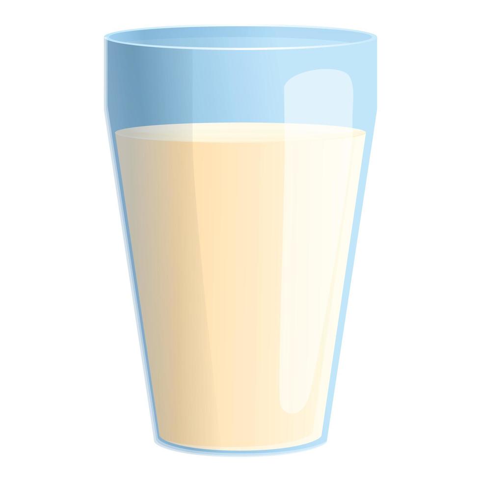 Farm milk glass icon, cartoon style vector