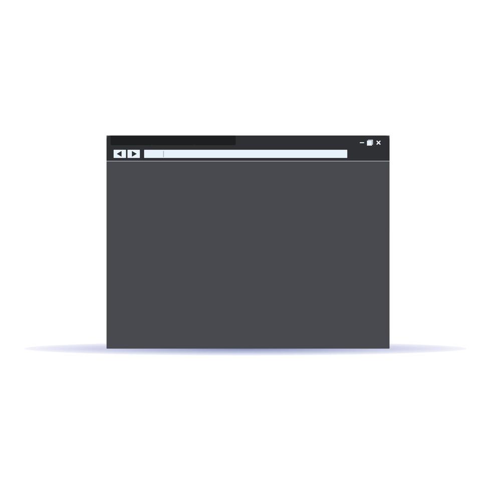Black window browser icon, cartoon style vector