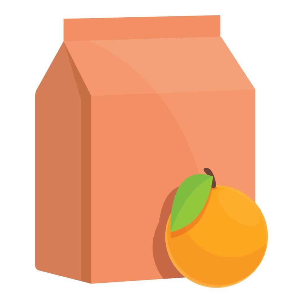 Fruit lunch package icon, cartoon style vector