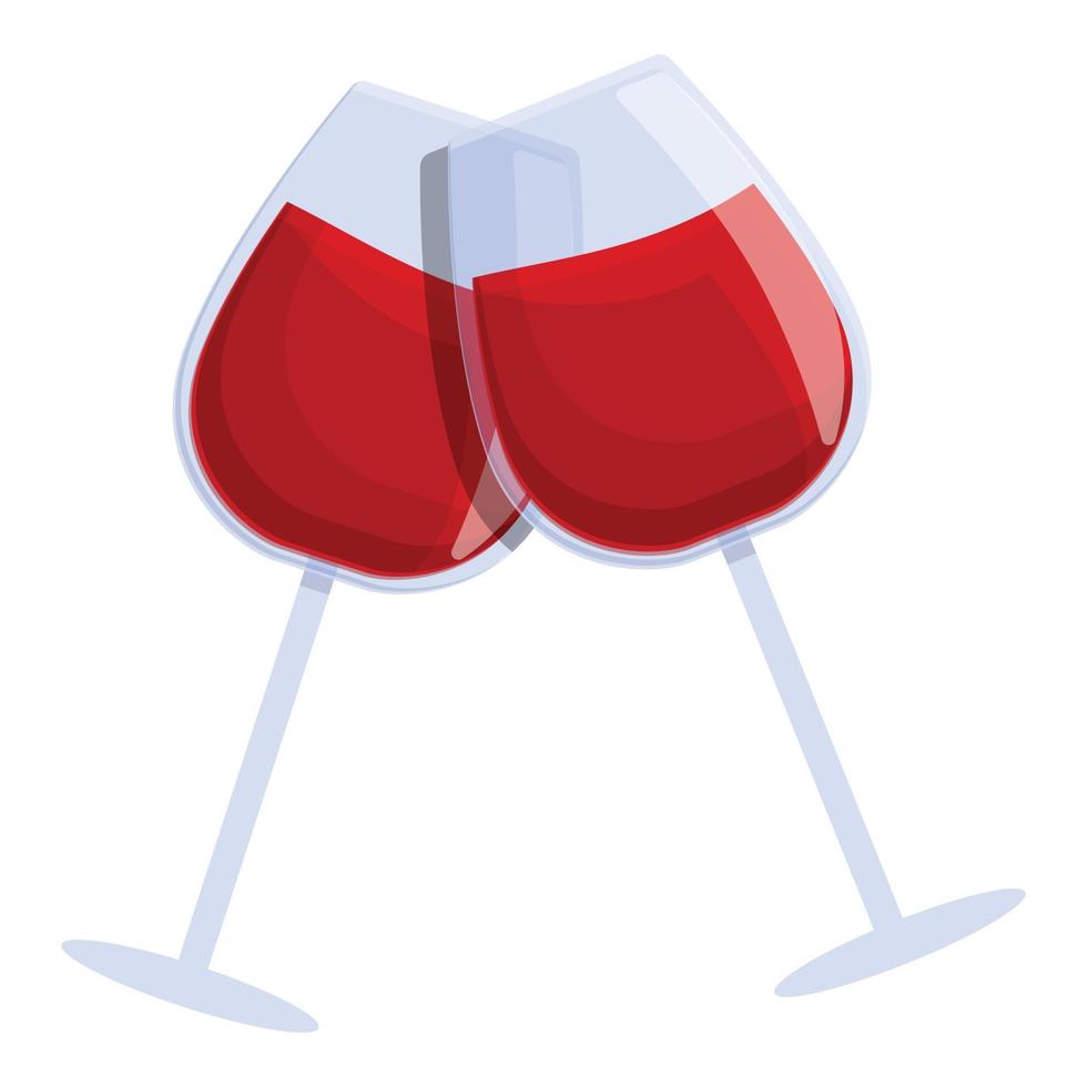 Wine cheers icon, cartoon style vector