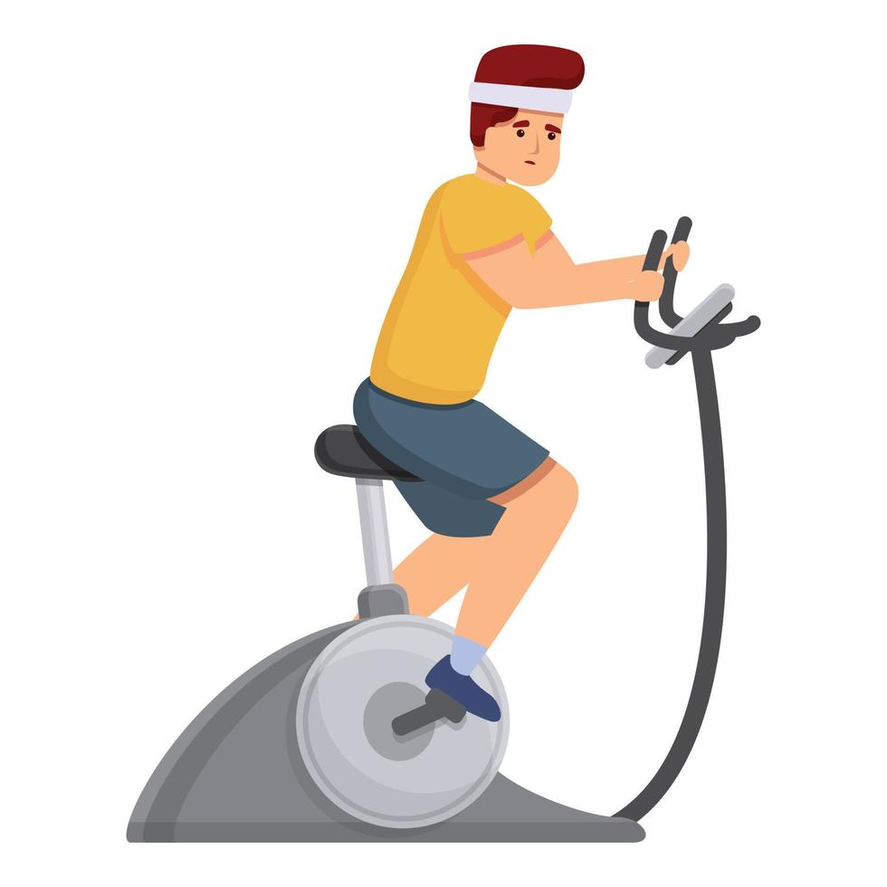 Race exercise bike icon, cartoon style vector