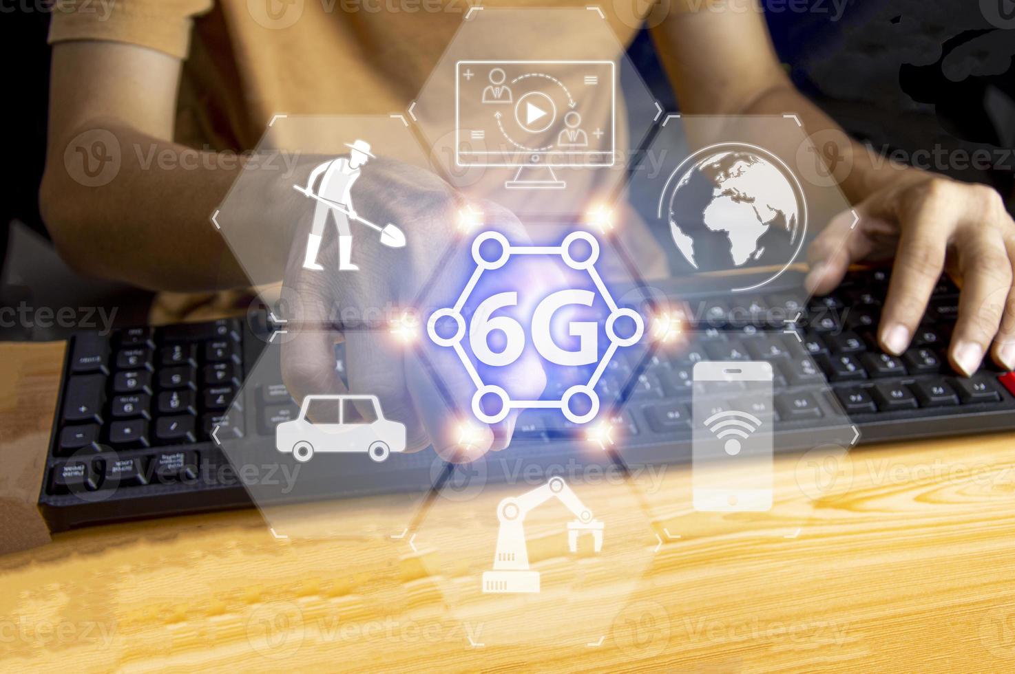 6G network concept, high speed mobile internet New age network, business concept, modern technology internet and network photo