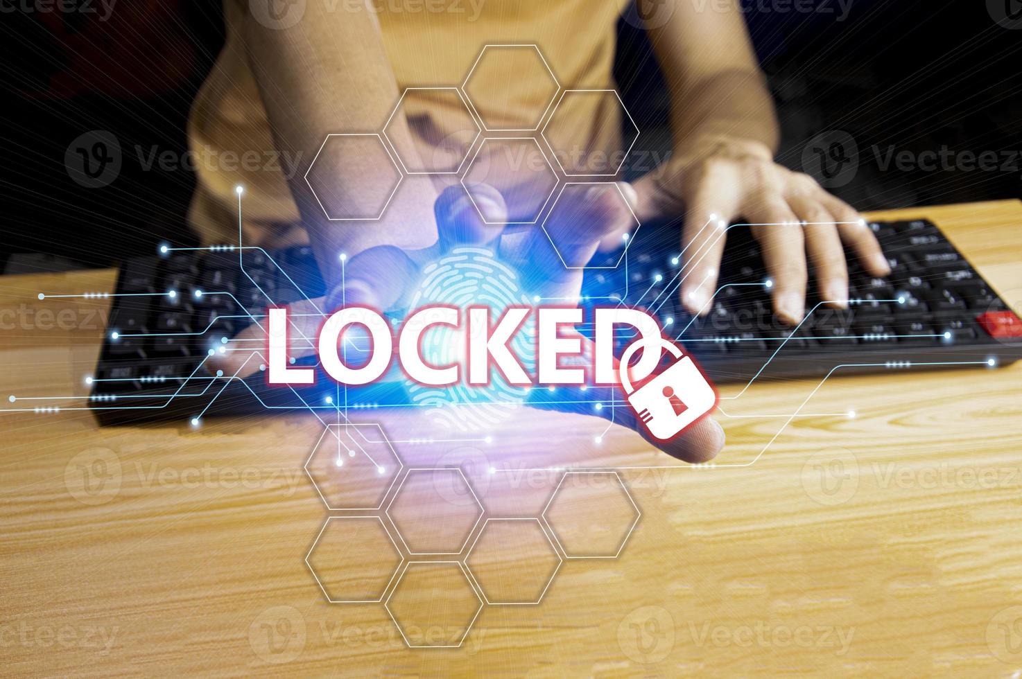 internet network security concept with young man at night photo