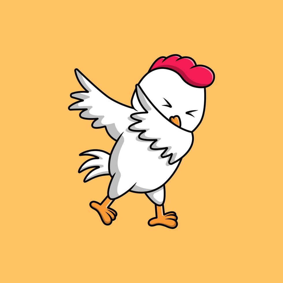 Cute Chicken Dabbing Cartoon Vector Icons Illustration. Flat Cartoon Concept. Suitable for any creative project.