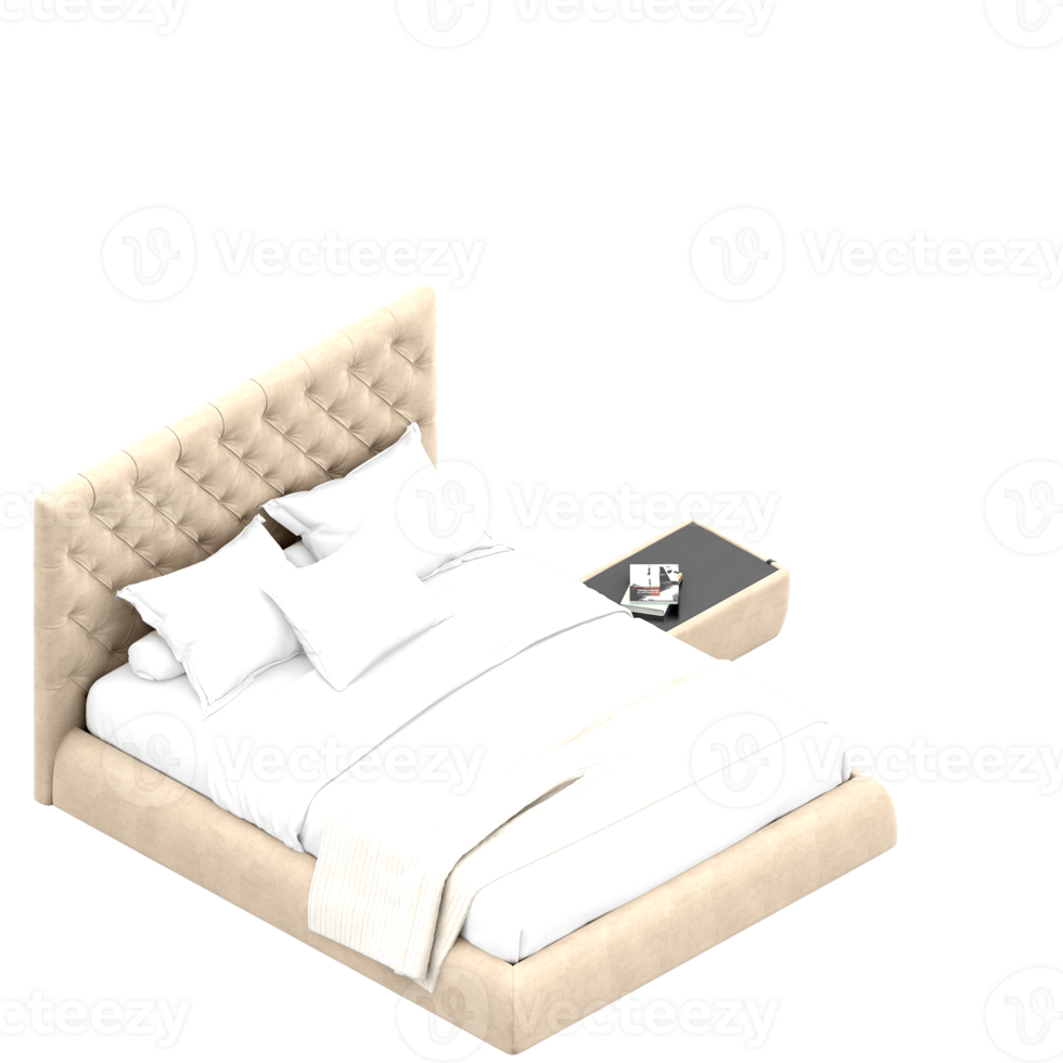 Isometric Bedroom 3D render png