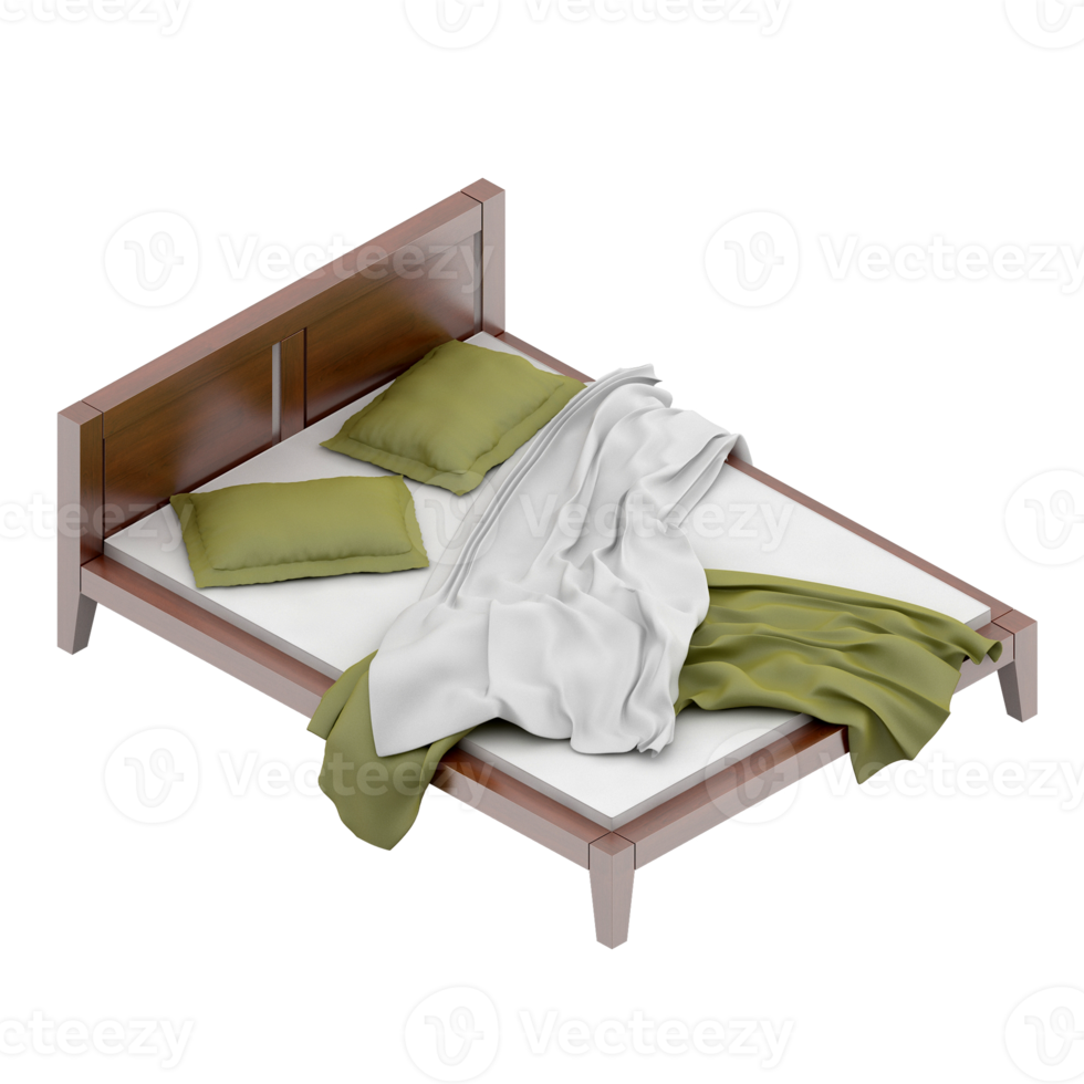 Isometric Bedroom 3D render png