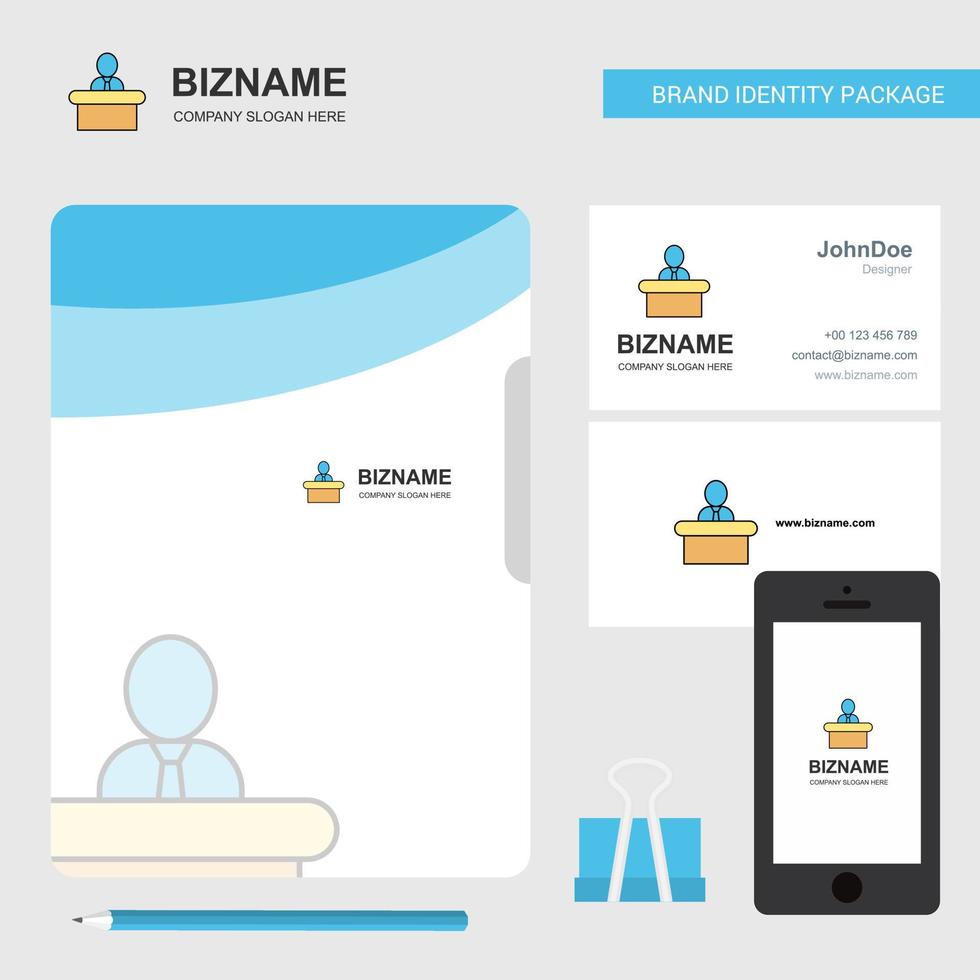 Reception Business Logo File Cover Visiting Card and Mobile App Design Vector Illustration