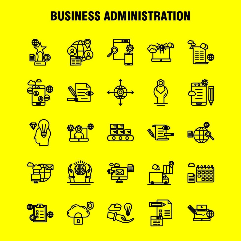 Business Administration Line Icons Set For Infographics Mobile UXUI Kit And Print Design Include Target Focus Arrow Direction Document File Globe Internet Collection Modern Infographic Log vector