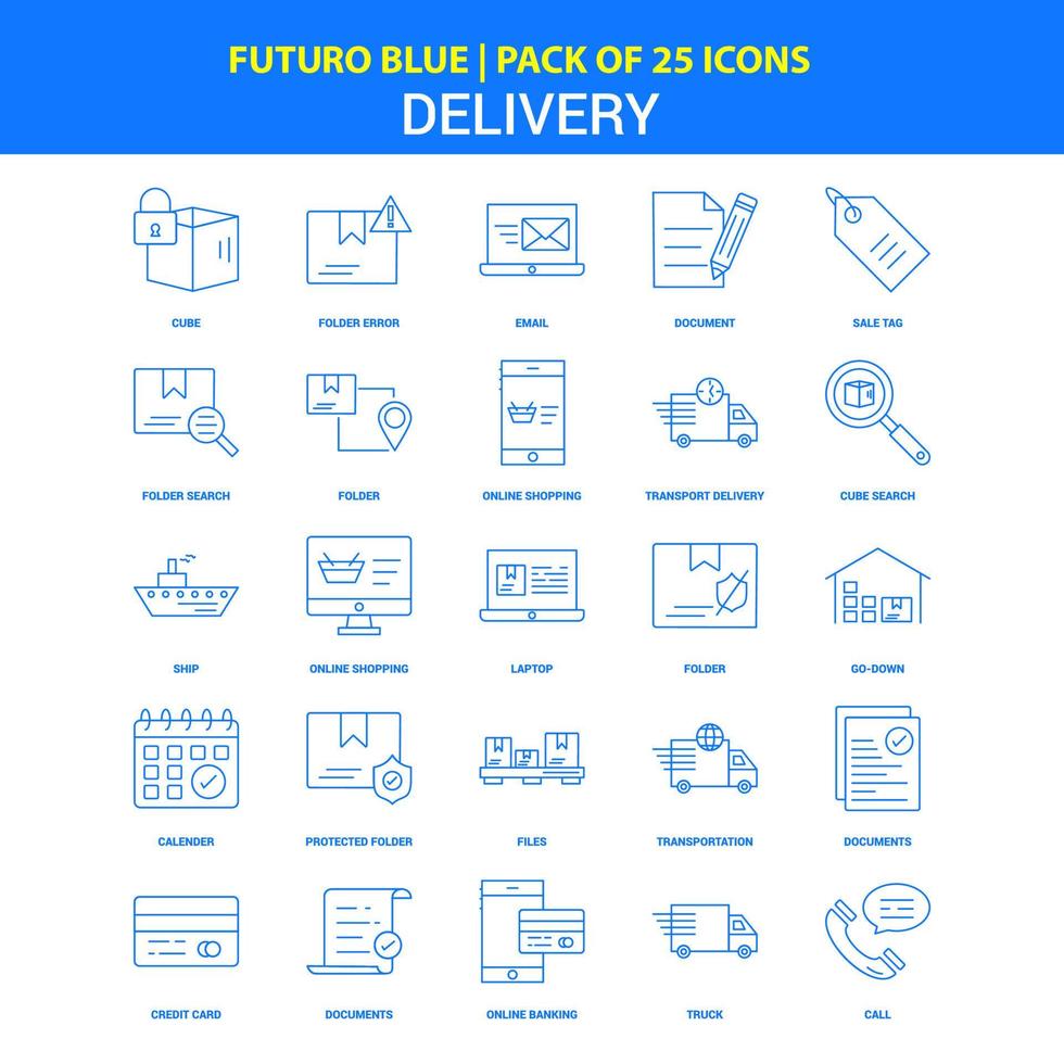 iconos de entrega futuro paquete de iconos azul 25 vector