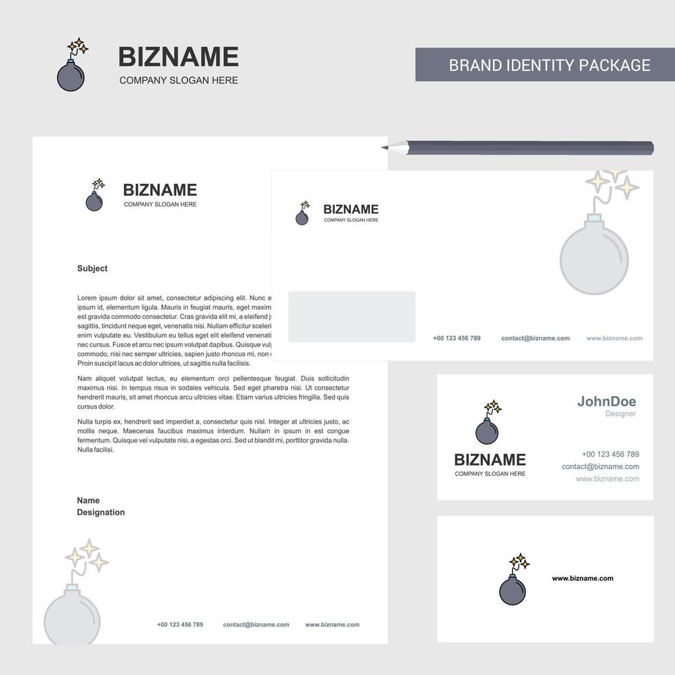 Bomb Business Letterhead Envelope and visiting Card Design vector template