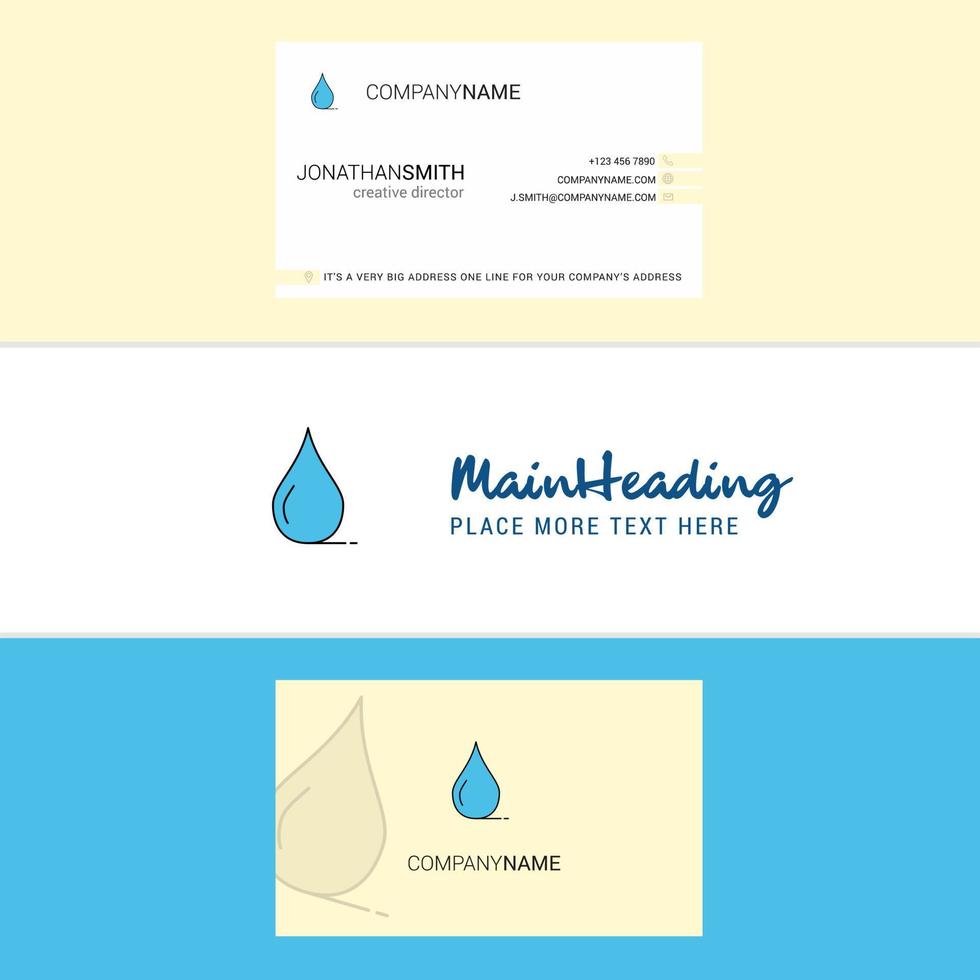 Beautiful Water drop Logo and business card vertical Design Vector