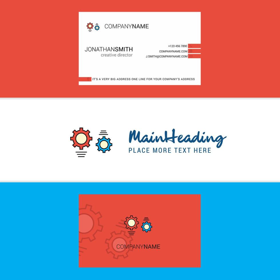 Beautiful Gear Logo and business card vertical Design Vector