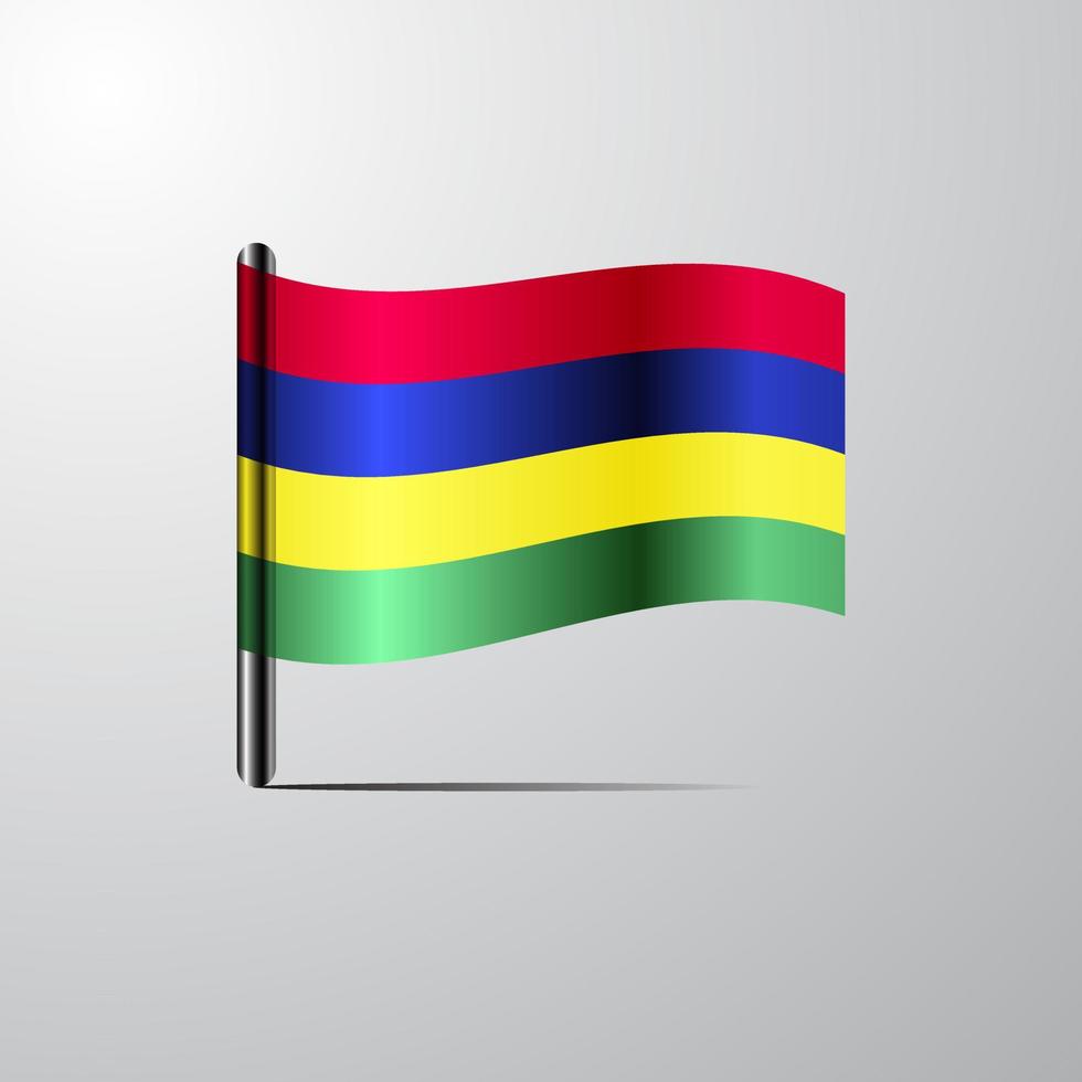 Mauritius waving Shiny Flag design vector