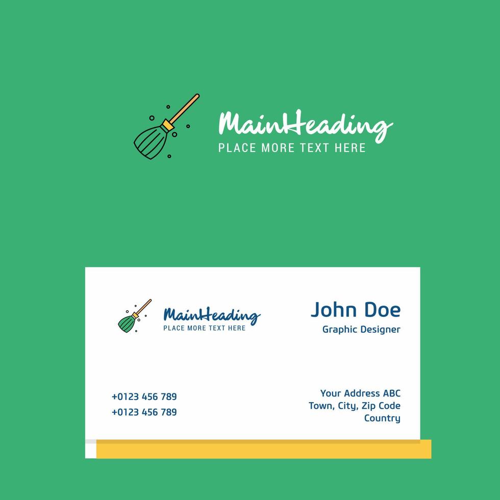 Broom logo Design with business card template Elegant corporate identity Vector