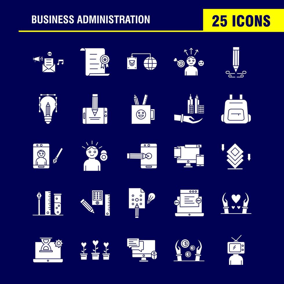 iconos de glifo sólido de administración empresarial establecidos para infografías kit de uxui móvil y diseño de impresión incluyen enrutador en la nube red internet flecha enfoque objetivo dirección colección infogra moderna vector