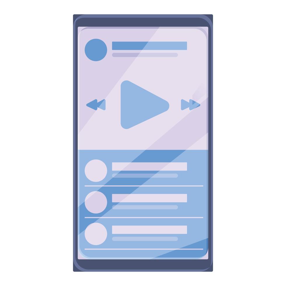 Smartphone playlist icon, cartoon style vector