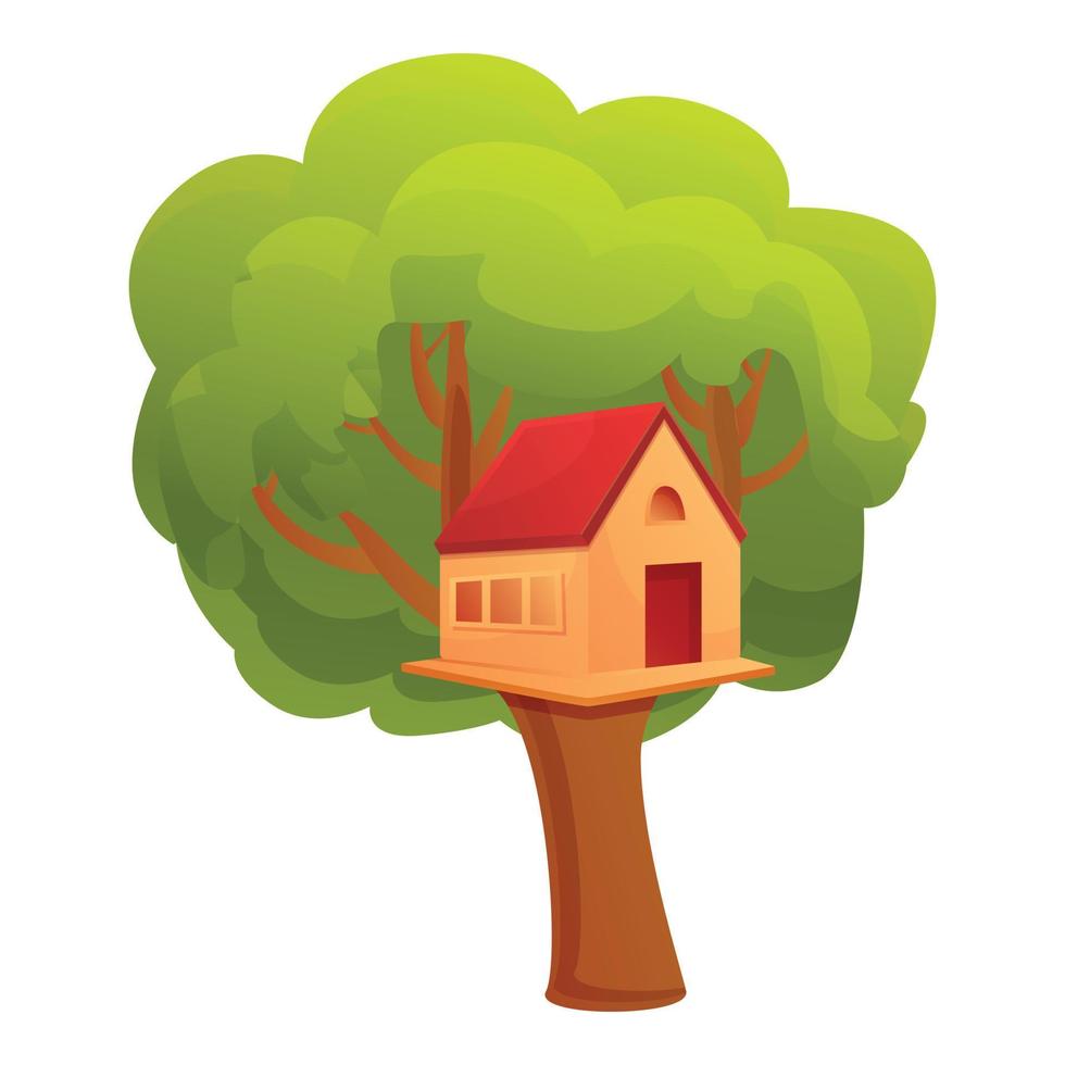 Treehouse icon, cartoon style vector